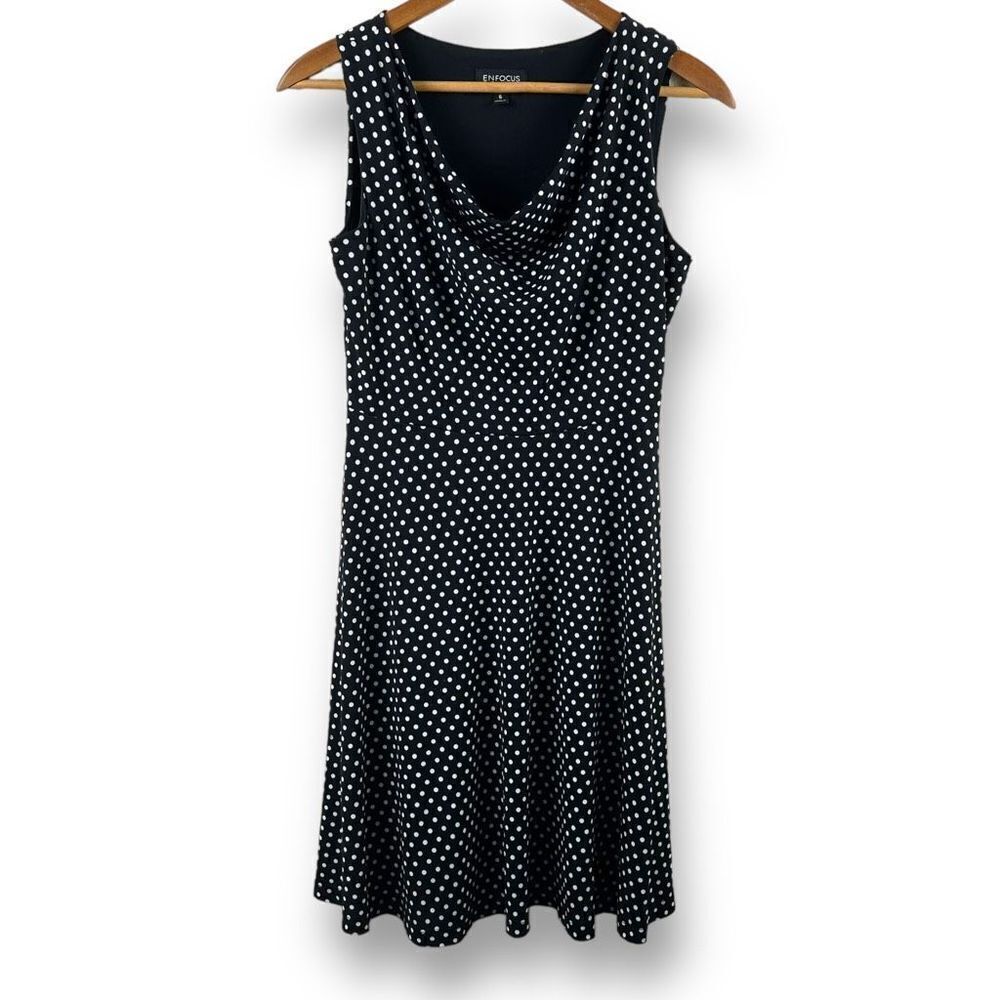 Enfocus black and white polka dots‎ sleeveless dress size 6
